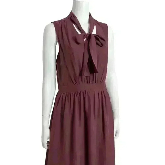 ModCloth Burgundy Neck bow tie Sleeveless Dress Size Large - Picture 3 of 11